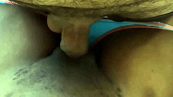 Ebony amateurs rub shaved pussy in interracial pov session