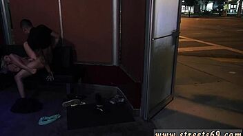 Outdoor double blowjob features cute tiny 18+ amateur Valerie White in bondage domination