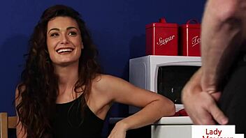 cute babe spreads legs to help jerking guy instruction british kitchen femdom legs humiliation voyeur european classy