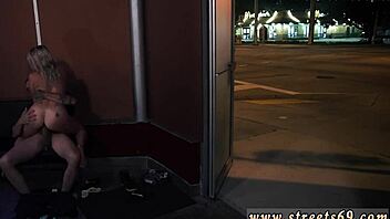 Outdoor double blowjob features cute tiny 18+ amateur Valerie White in bondage domination