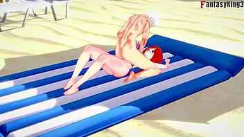 Parasoul in bikini gets fucked on the beach with ahegao expression in skullgirls full fantasy