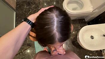 brunette cutie lets me fuck her face hard