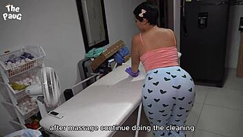 I cleaned my neighbor’s room, and his massage got me hot!