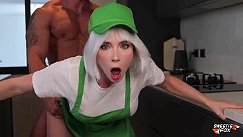 Blonde barista in shorts begged to pound her tight holes instead of coffee pov