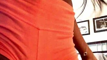 ebony babe shows fat cameltoe then twerks her ass.