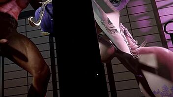 A 3D cosplay Asian model experiences her first BDSM session in sexy outfits