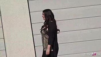 German Scout picks up curvy Elisa for raw street casting action in public.