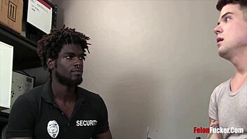 Interracial gay blackmail with bareback prison action