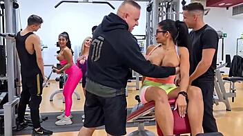 Beautiful Sheila Ortega In Gym Orgy With Friends: Cowgirl Riding, Deepthroat, Moaning, Fake Tits, Big Ass Action