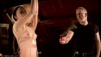 Teen screams in pleasure during rough bdsm fucking.