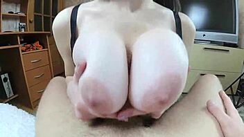 Russian couple enjoys natural tits in female pov.