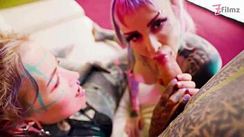 Anal Queen Anuskatzz Rides Big Dick with Tattooed Slut! Wow! 😍