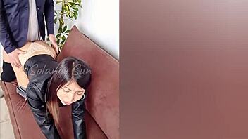 Beautiful latina moans during rough anal doggystyle orgasm