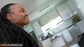 African casting surprise, big booty black girl stunned by producer's huge dick!