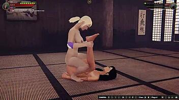 Terra and Aurora's hot facesitting and tribbing scene in NF3D game