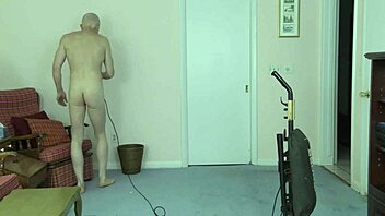 Horny Gay Nudist Cleaning Naked
