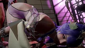 A 3D cosplay Asian model experiences her first BDSM session in sexy outfits