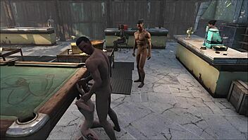 Fo4 pool table party turns wild with cartoon brunettes in a hentai group bash. Anime blowjobs heat up the desk area!