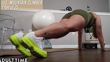 Adult Time - Siri Dahl squirts hard riding dildo in intense workout.