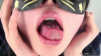 asian tongue spit fetish with japanese saliva play