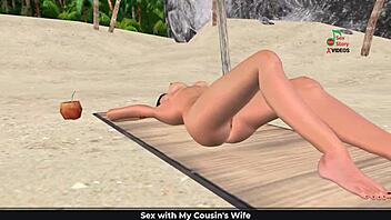 Cute Girl's Sexy Poses On Beach And Shower In 3D Cartoon