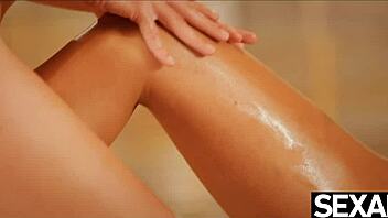 Close up and personal lesbian massage with a happy ending