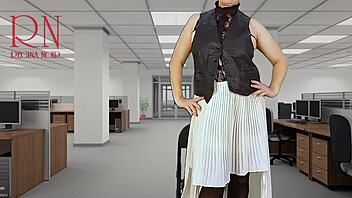 Naked Secretary Teases Boss with Pussy and Tits