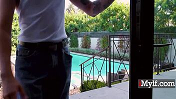 I’m a milf showing off my big tits to seduce the neighbor for chores.