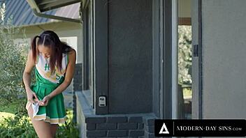 Modern-day sins - naughty cheerleader Alexis Tae takes hard anal from Charles Dera