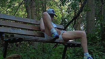 She reaches orgasm in the forest.