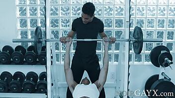 Two hot gay dudes, Mateo Fernandez and Zario Travez, fuck in the gym.