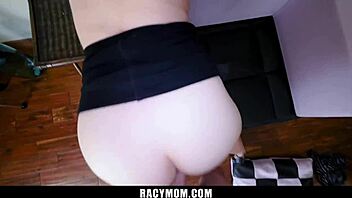 Holy! Stepmom Sucks Stepson’s Throbbing Cock in Her Hungry Mouth!