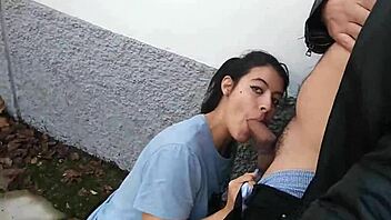 Best friends risk it all with public blowjob. Cum spills on the street under watchful eyes.