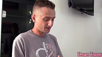 blonde trans beauty carol penelope takes it hard from both ends in a steamy 3some.