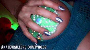 Jewelz Blu sucks and bangs for Halloween candy treat