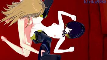 phara suyuf and leiur darhim have intense futanari sex with kaede kagayama in this hentai