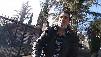 Best friends risk it all with public blowjob. Cum spills on the street under watchful eyes.