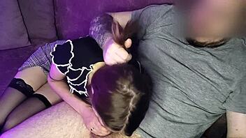 Horny girl gets her nipples and tits sucked hard