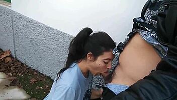 Best friends risk it all with public blowjob. Cum spills on the street under watchful eyes.