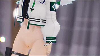 Amane Kanata Hentai Hololive Undress Sex Dance MMD 3D Dark Green Star