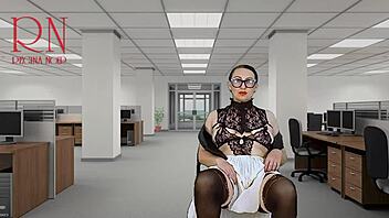 Naked Secretary Teases Boss with Pussy and Tits