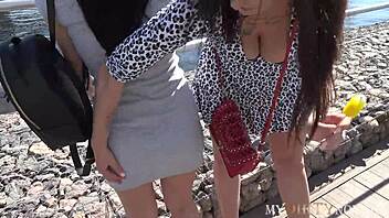 Brunette tricked into anal play with a classy milf and her man.