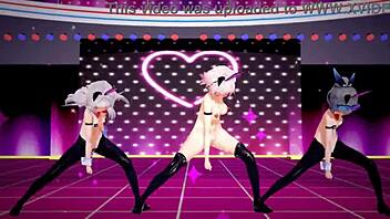 honkai star rail clara, march 7th, and silverwolf in hentai mmd animation