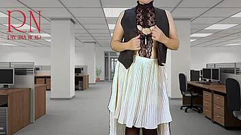 Naked Secretary Teases Boss with Pussy and Tits