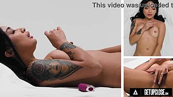 a close-up look at avery black's solo orgasm with toys and fingering