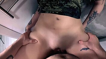 Horny stepsister stuck in bathroom gets fucked in tight pussy