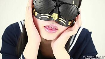 asian tongue spit fetish with japanese saliva play