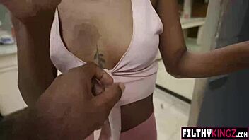 Mila Mars Deepthroats Big Cock in Gym Bathroom