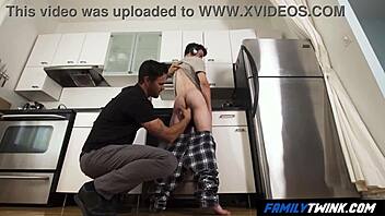 Step daddy helps family twink to satisfy his desires