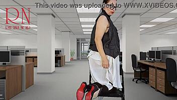 Naked Secretary Teases Boss with Pussy and Tits